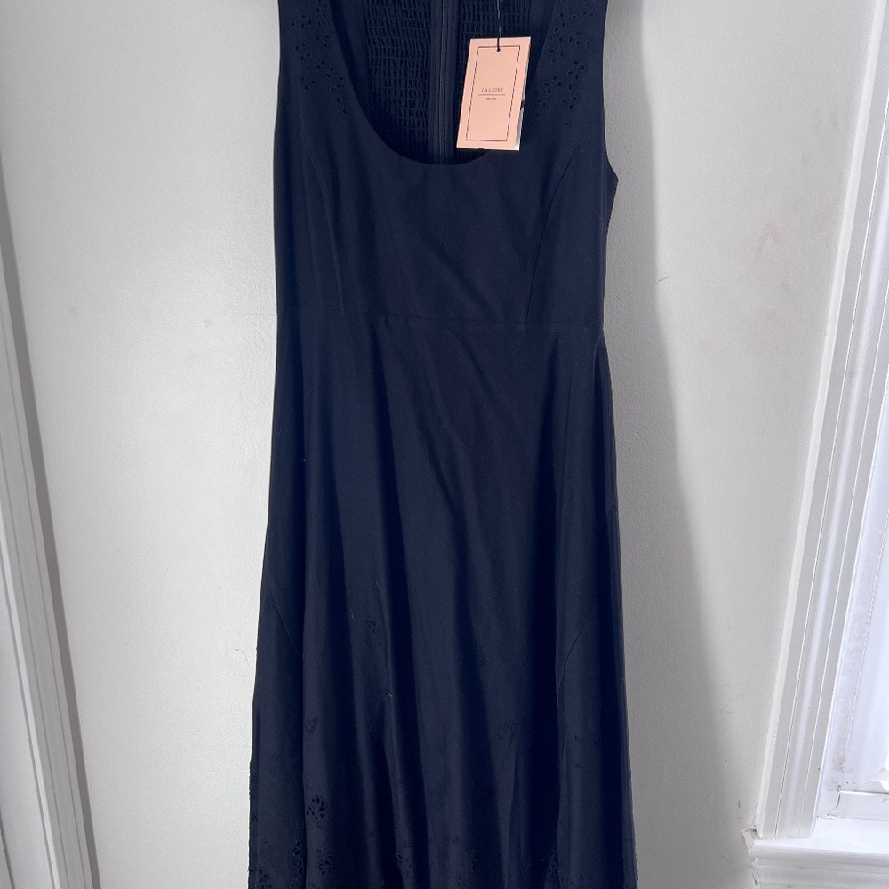 NWT: Scoopneck black maxi sundress with eyelets detail from La Ligne NYC